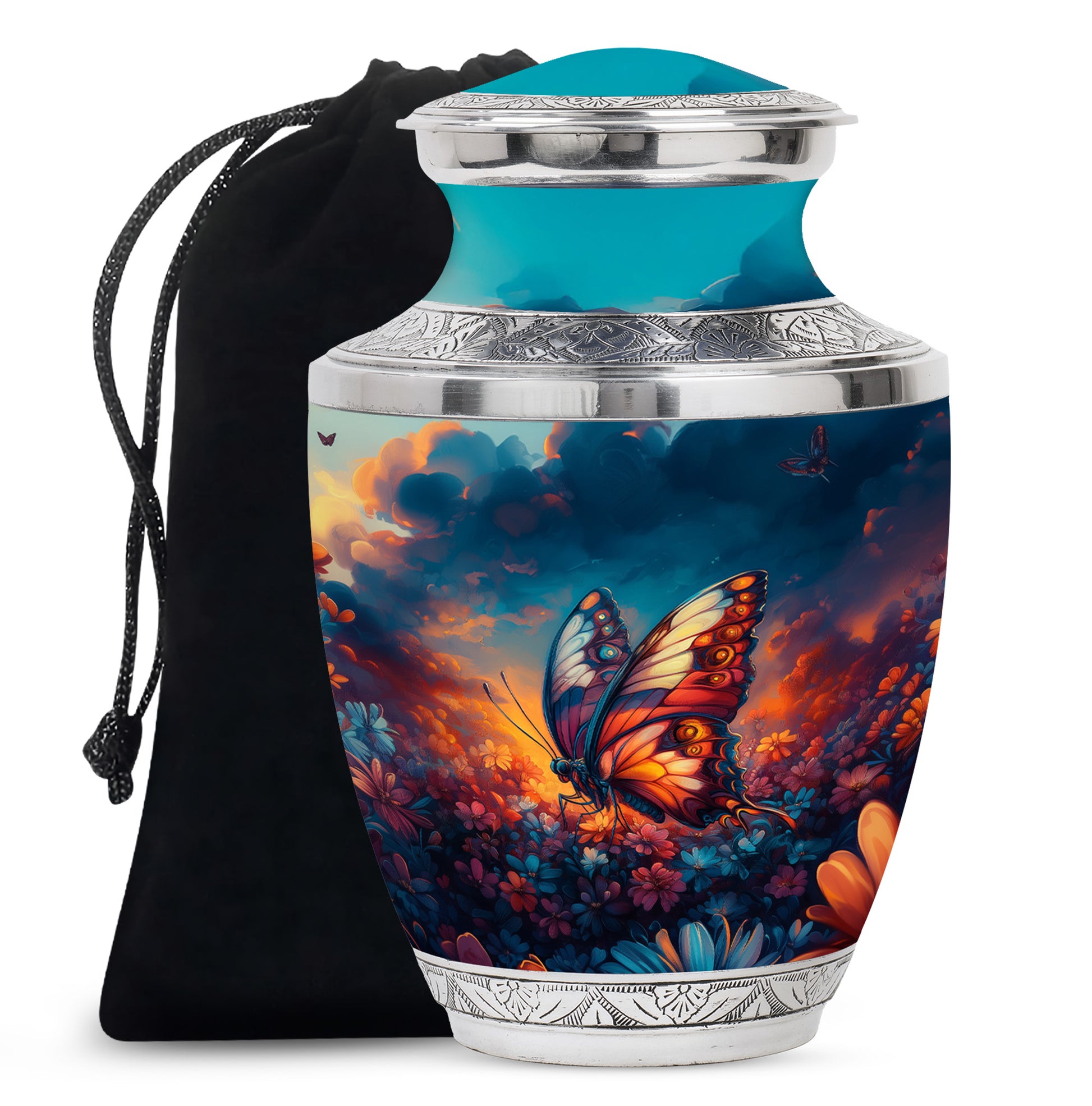 Monarch Butterfly Sunset Cremation Urn - Artistic Urns For Women