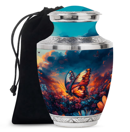 Monarch Butterfly Sunset Cremation Urn - Artistic Urns For Women