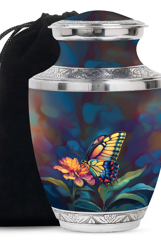 Floral Monarch Butterfly Urn For Ashes - Cremation Remains Containers