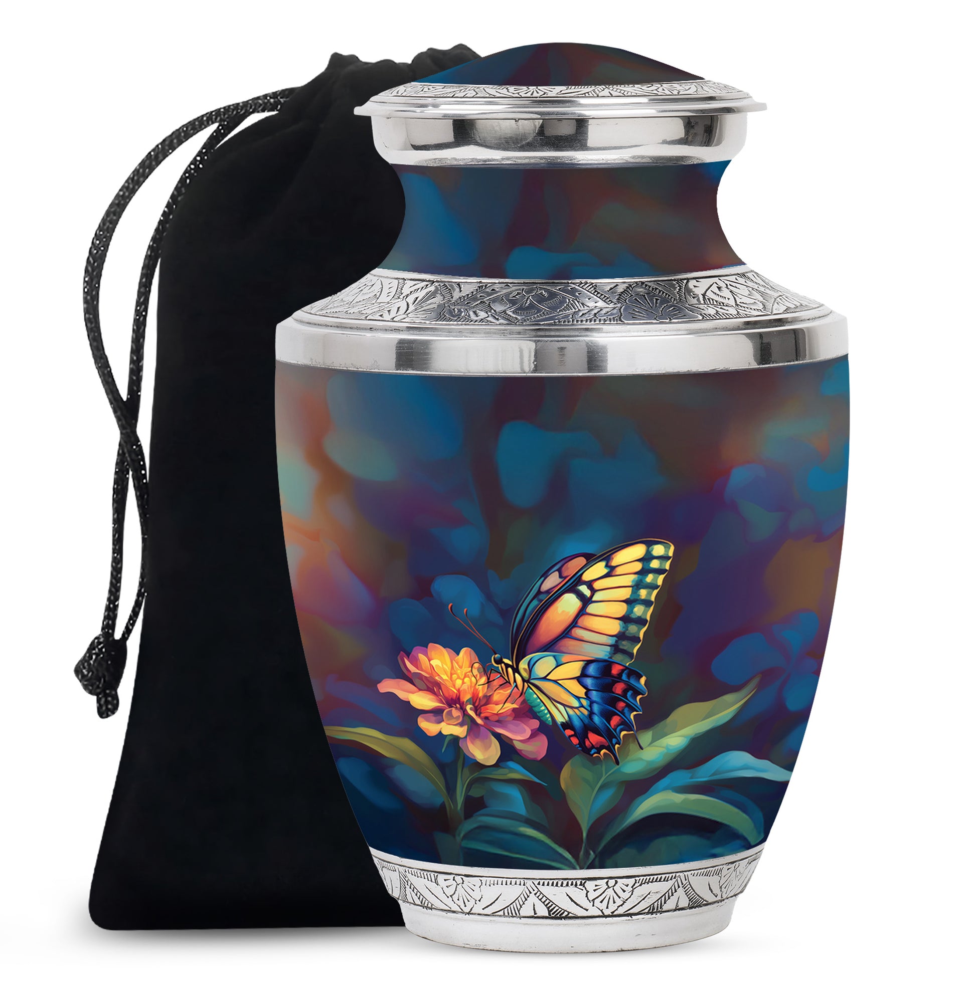 Floral Monarch Butterfly Urn For Ashes - Cremation Remains Containers