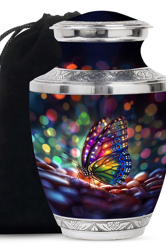 Colorful Butterfly Cremation Ashes Urn - Funeral Urns For Men and Women