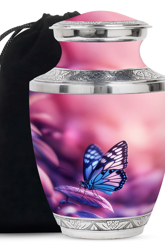 Blue Butterfly Urns For Ashes - Pink Cremation Urn For Funeral