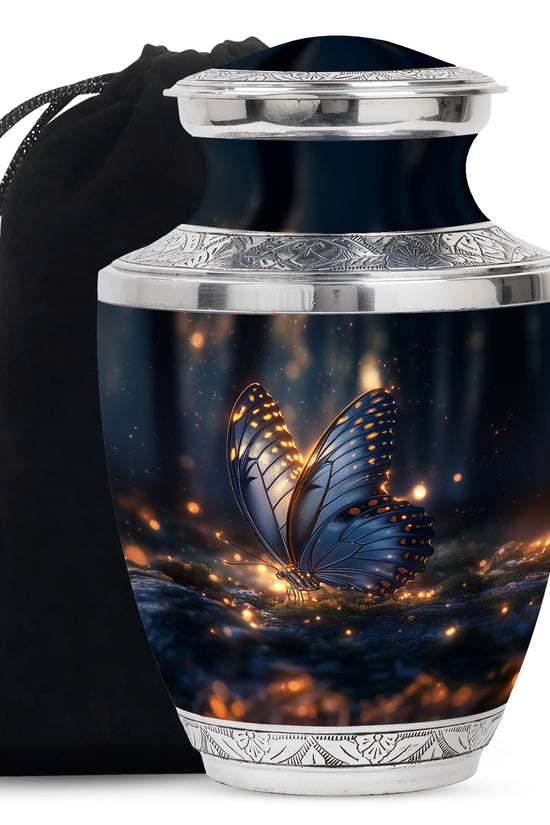 Mystic Grey Butterfly Urn For Mom And Dad - Funeral Urn For Loved Ones