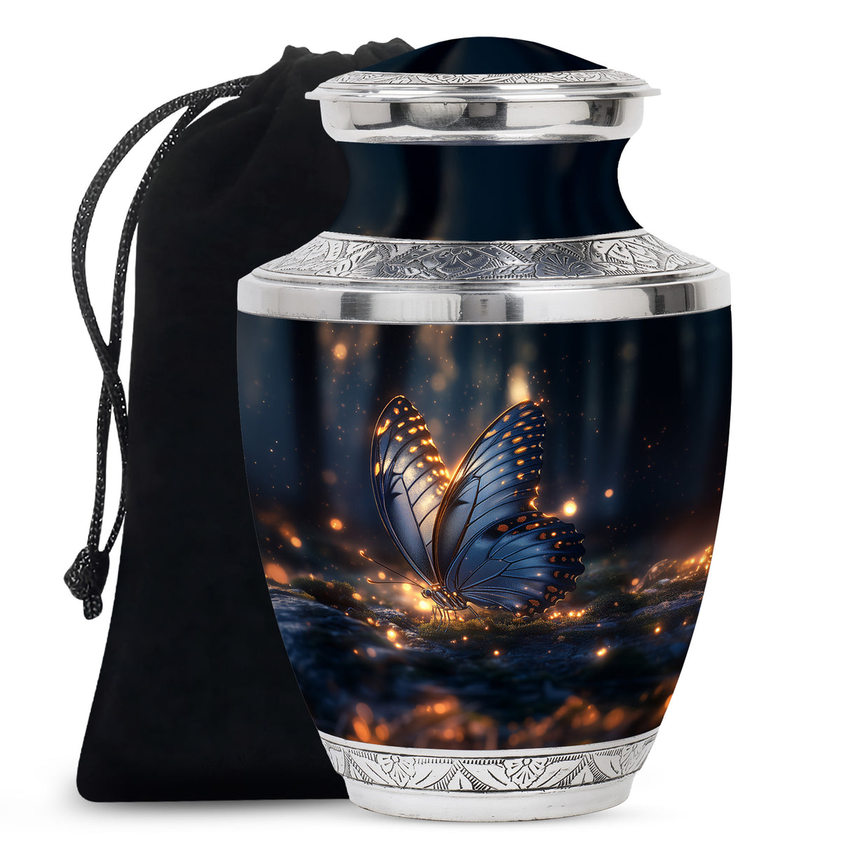 Mystic Grey Butterfly Urn For Mom And Dad - Funeral Urn For Loved Ones