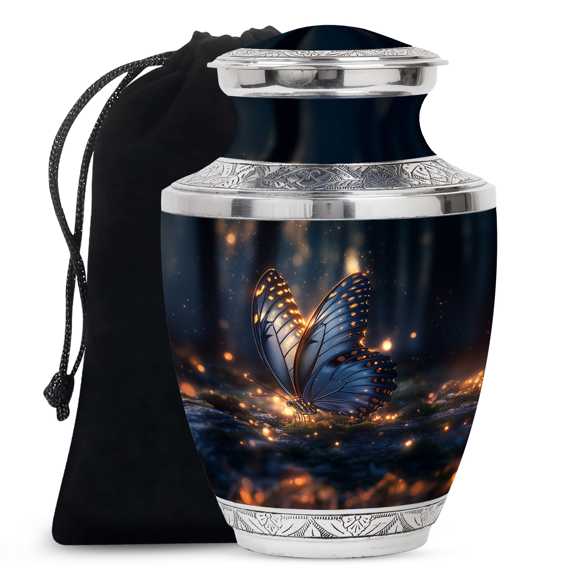 Mystic Grey Butterfly Urn For Mom And Dad - Funeral Urn For Loved Ones