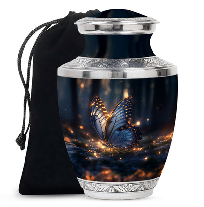 Mystic Grey Butterfly Urn For Mom And Dad - Funeral Urn For Loved Ones