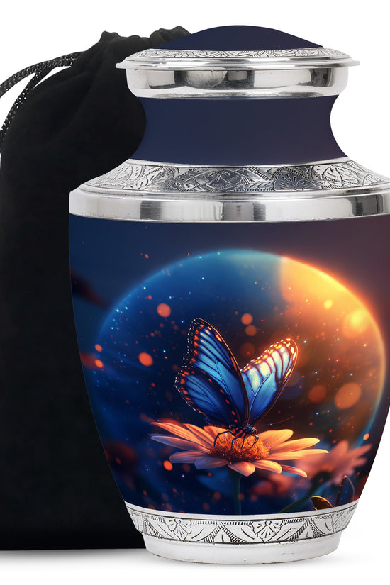 Bule Butterfly Urn For Mom - Sun Flower Cremation Urn For Ashes