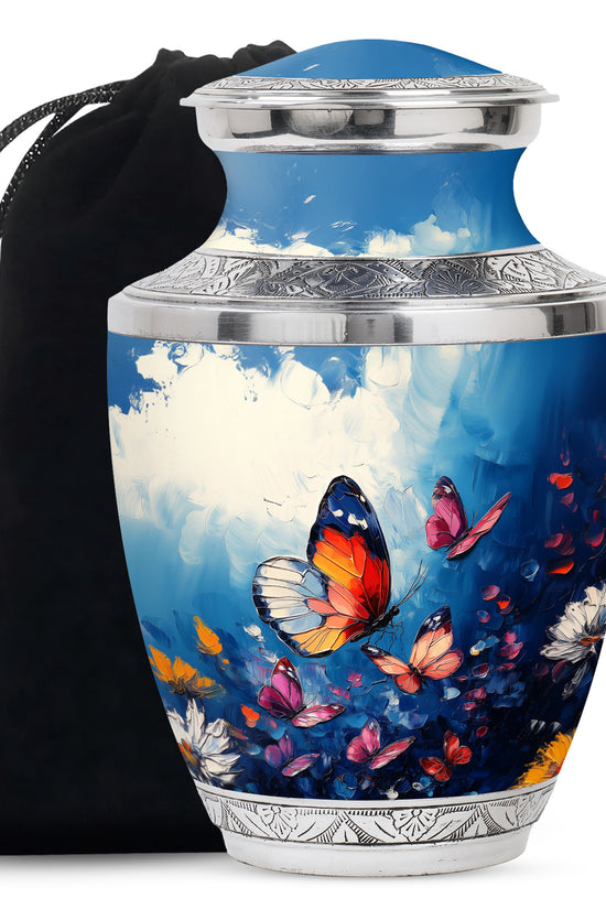 Butterflies Artwork Urn Memorial - Colorful Butterfly Urn for Funeral
