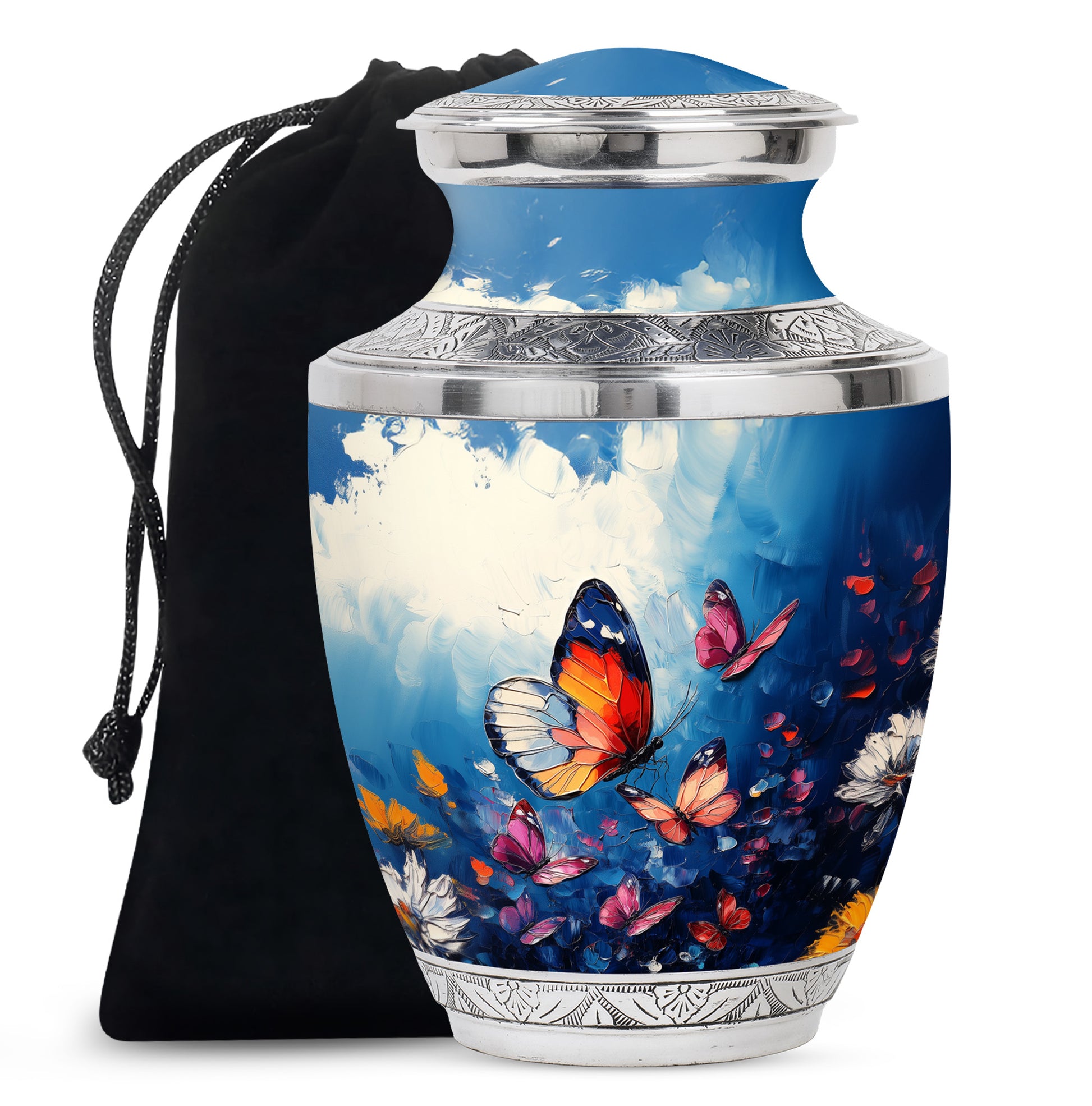 Butterflies Artwork Urn Memorial - Colorful Butterfly Urn for Funeral