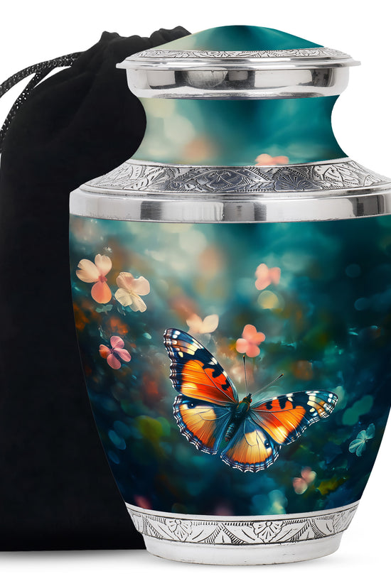 Orange Monarch Butterfly Cremation Urn - Urn For Ashes For Mom