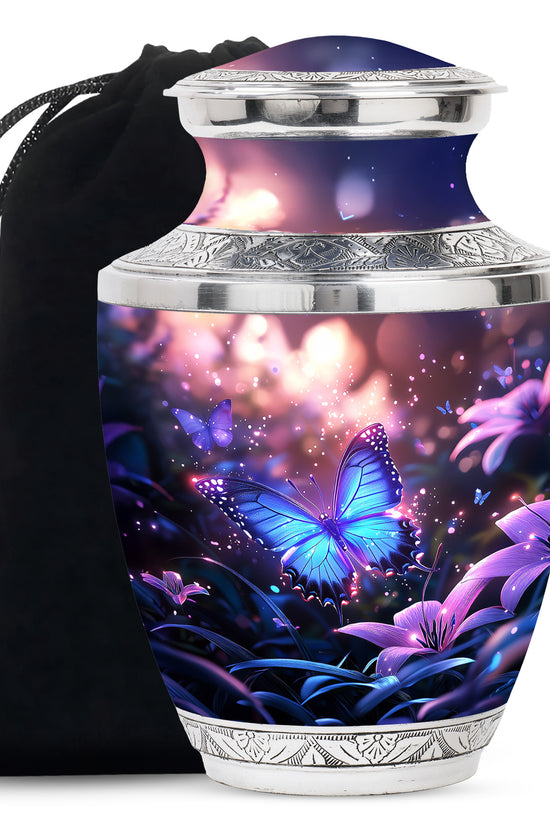 Blue Butterfly Urn For Burial - Beautiful Memorial Urn For Men & Women