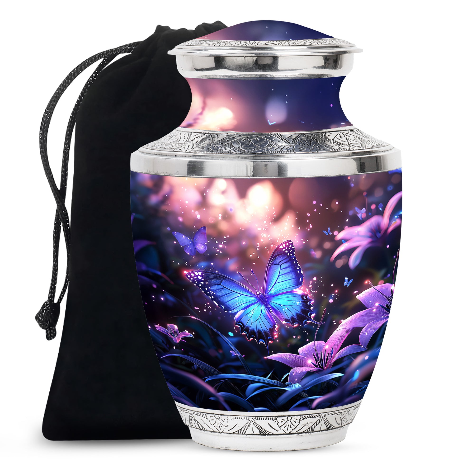 Blue Butterfly Urn For Burial - Beautiful Memorial Urn For Men & Women