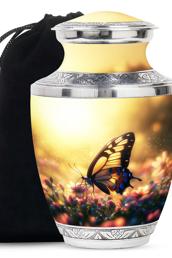Yellow Monarch Butterfly Urn For Ashes - Burial Urns For Humans