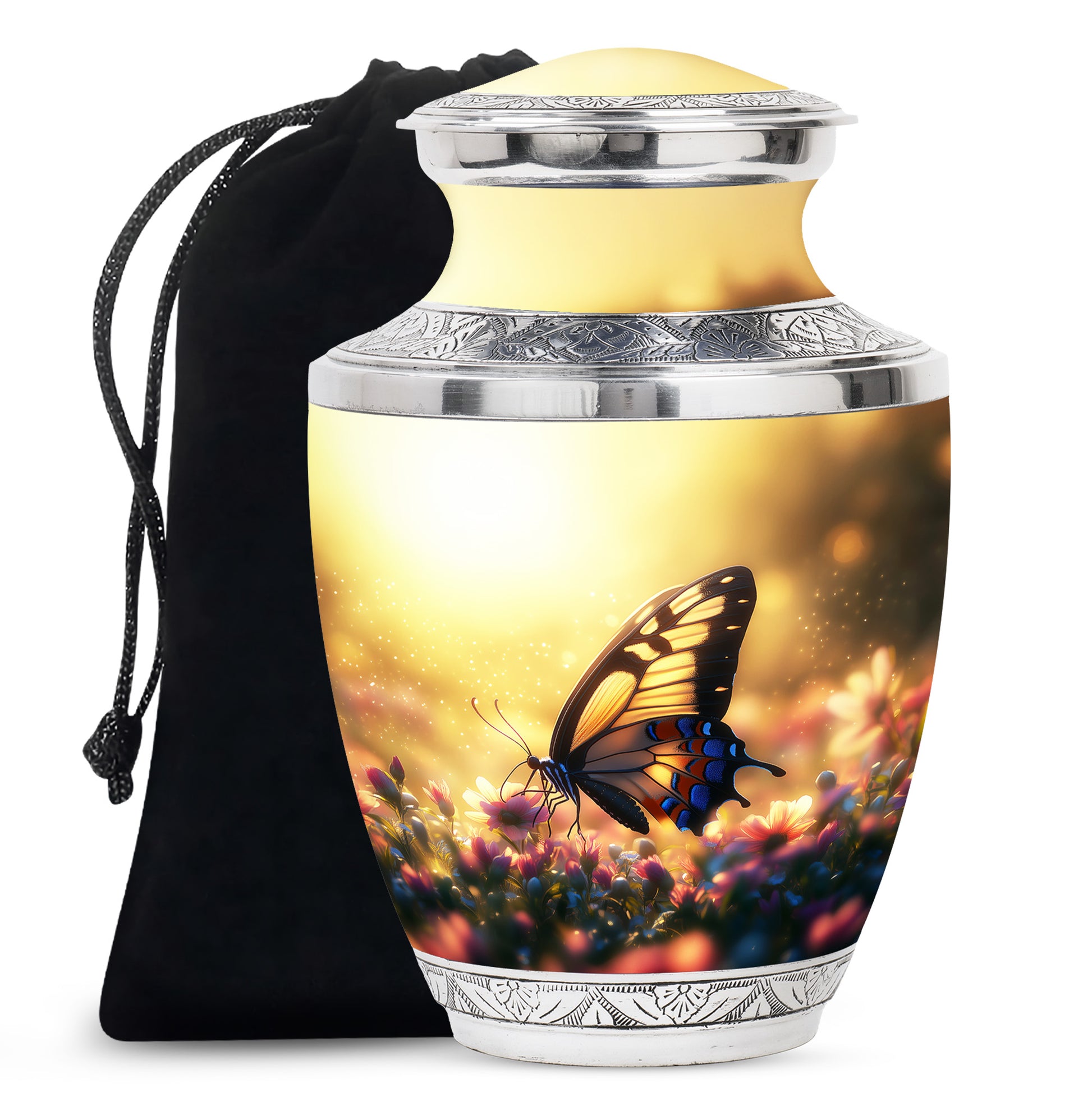 Yellow Monarch Butterfly Urn For Ashes - Burial Urns For Humans
