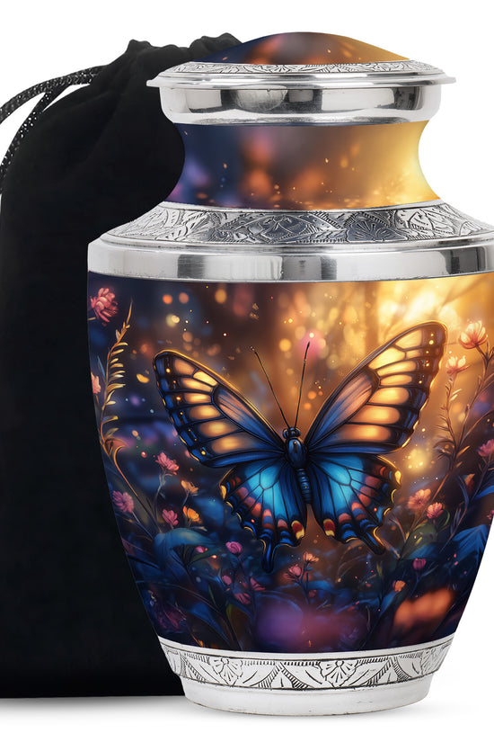 Gloomy Butterfly Urn For Ashes - Blue Butterfly Urn For Cremation