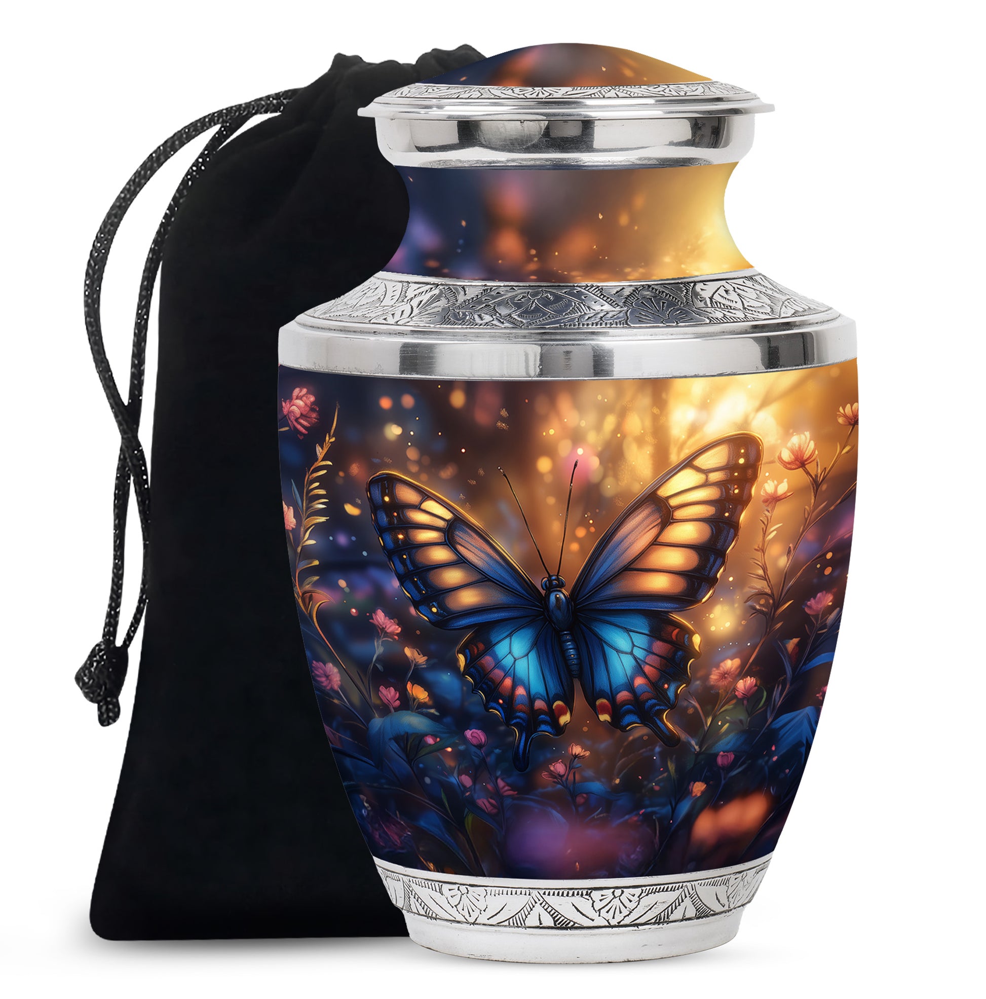 Gloomy Butterfly Urn For Ashes - Blue Butterfly Urn For Cremation