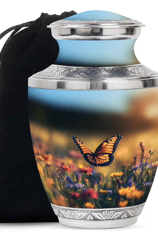 Monarch Butterfly Urn For Mother - Floral Fields Urns For Loved Ones