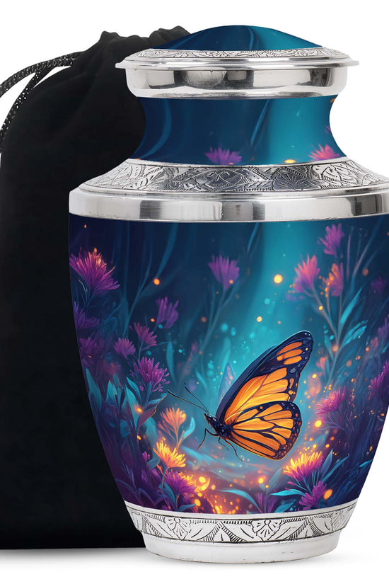 Orange Monarch Butterfly Urn For Mother - Colorful Forest Urns