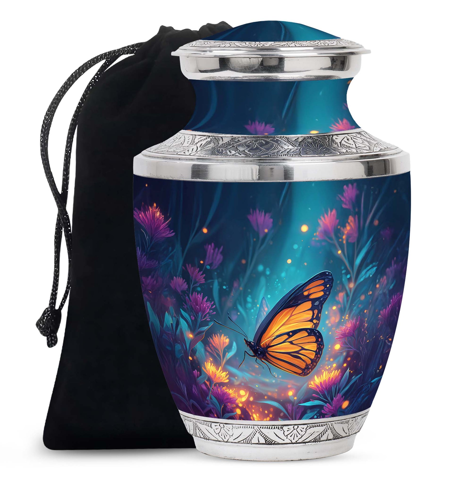 Orange Monarch Butterfly Urn For Mother - Colorful Forest Urns