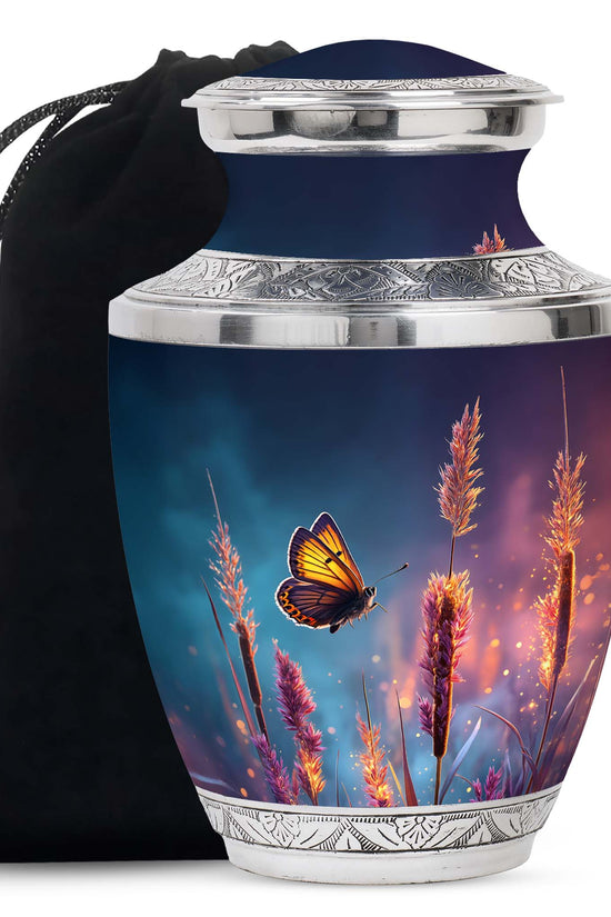 Butterfly Cremation Urn for Human Ashes - Dark Blue Memorial Urn