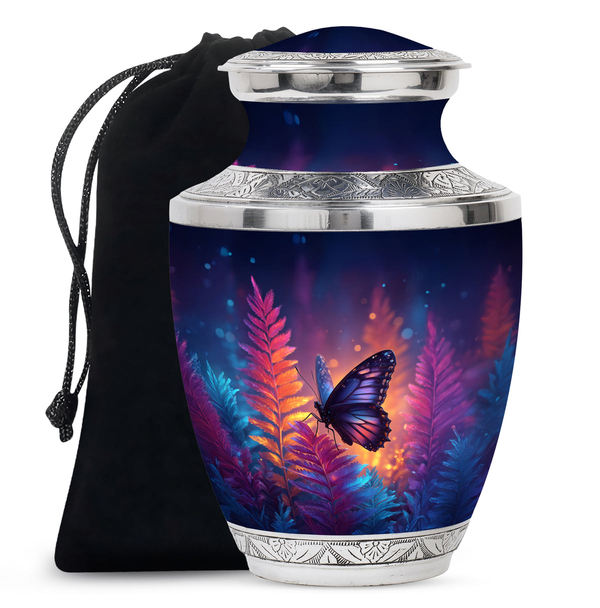 Purple Butterfly Burial Urn - Large Funeral Urns For Mom Ashes