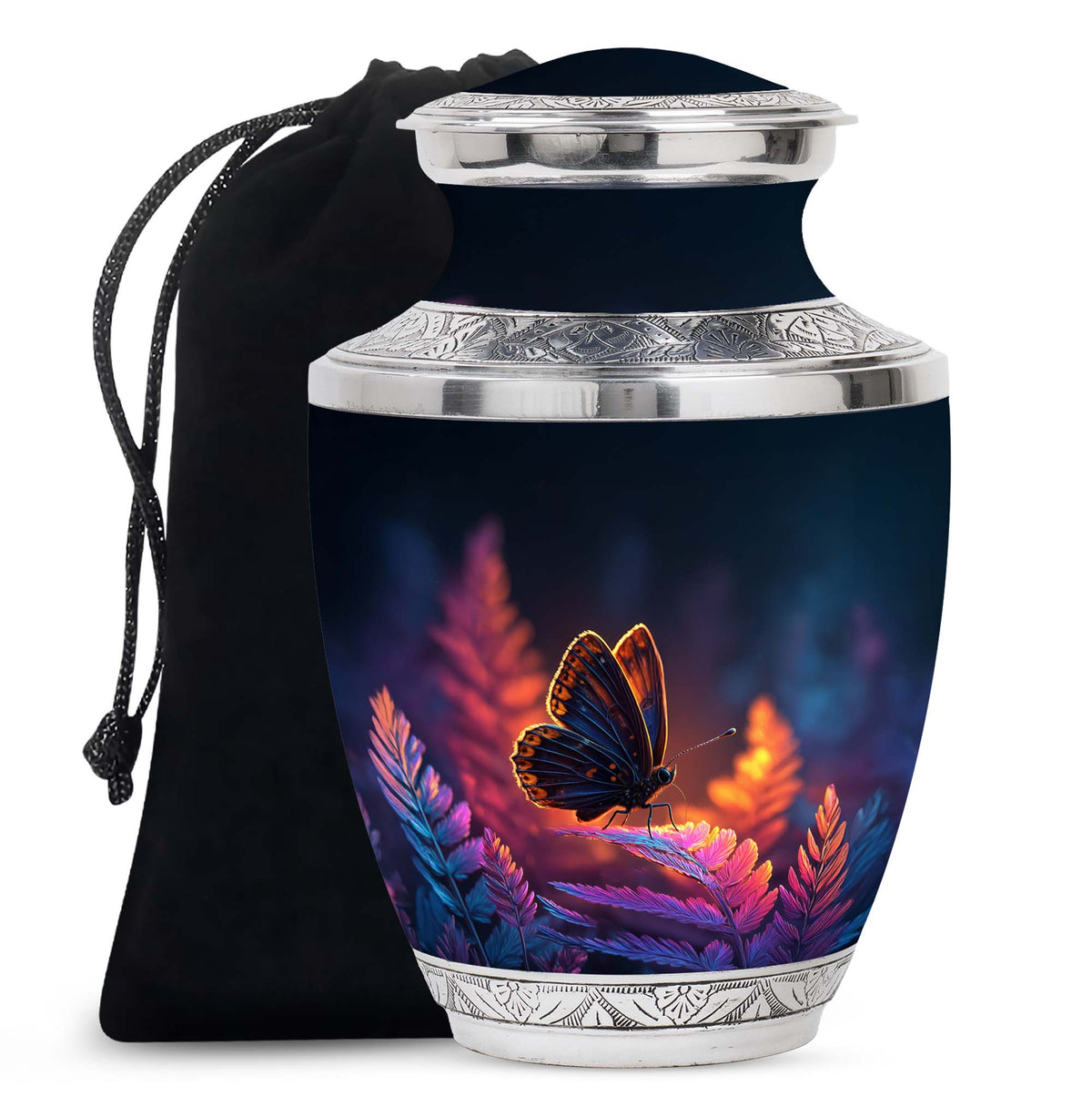 Butterfly On Flower Scenic Urn - Large Cremation Urns For Women Ashes