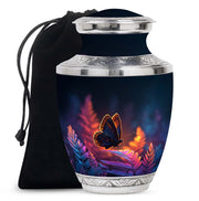 Butterfly On Flower Scenic Urn - Large Cremation Urns For Women Ashes
