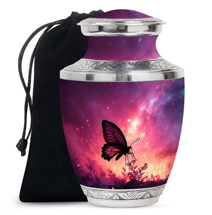 Pink Butterfly & Flower Burial Container - Large Urns For Mom Ashes