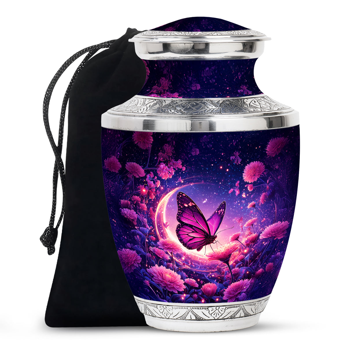 Beautiful Purple Butterfly & Flower Urn - Unique Tribute For Mom Ashes