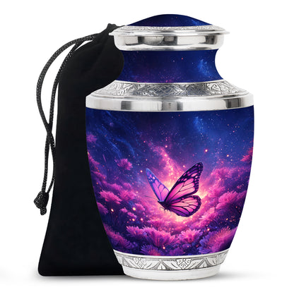 Pink Butterfly Funeral Urn - Unique Decor Memorial For Mom Ashes