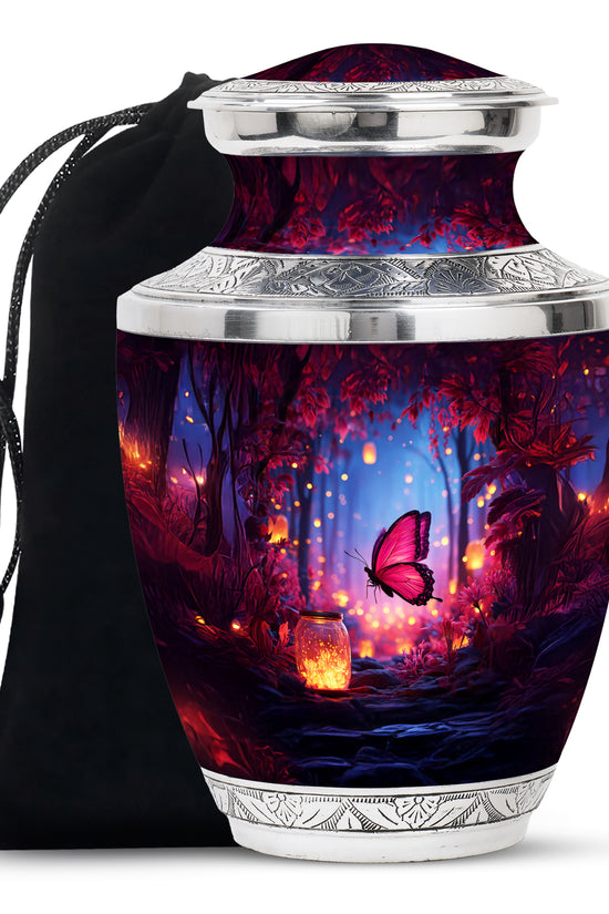 Blue Butterfly Cremation Urn - Decorative Urns For Adult Female Mom