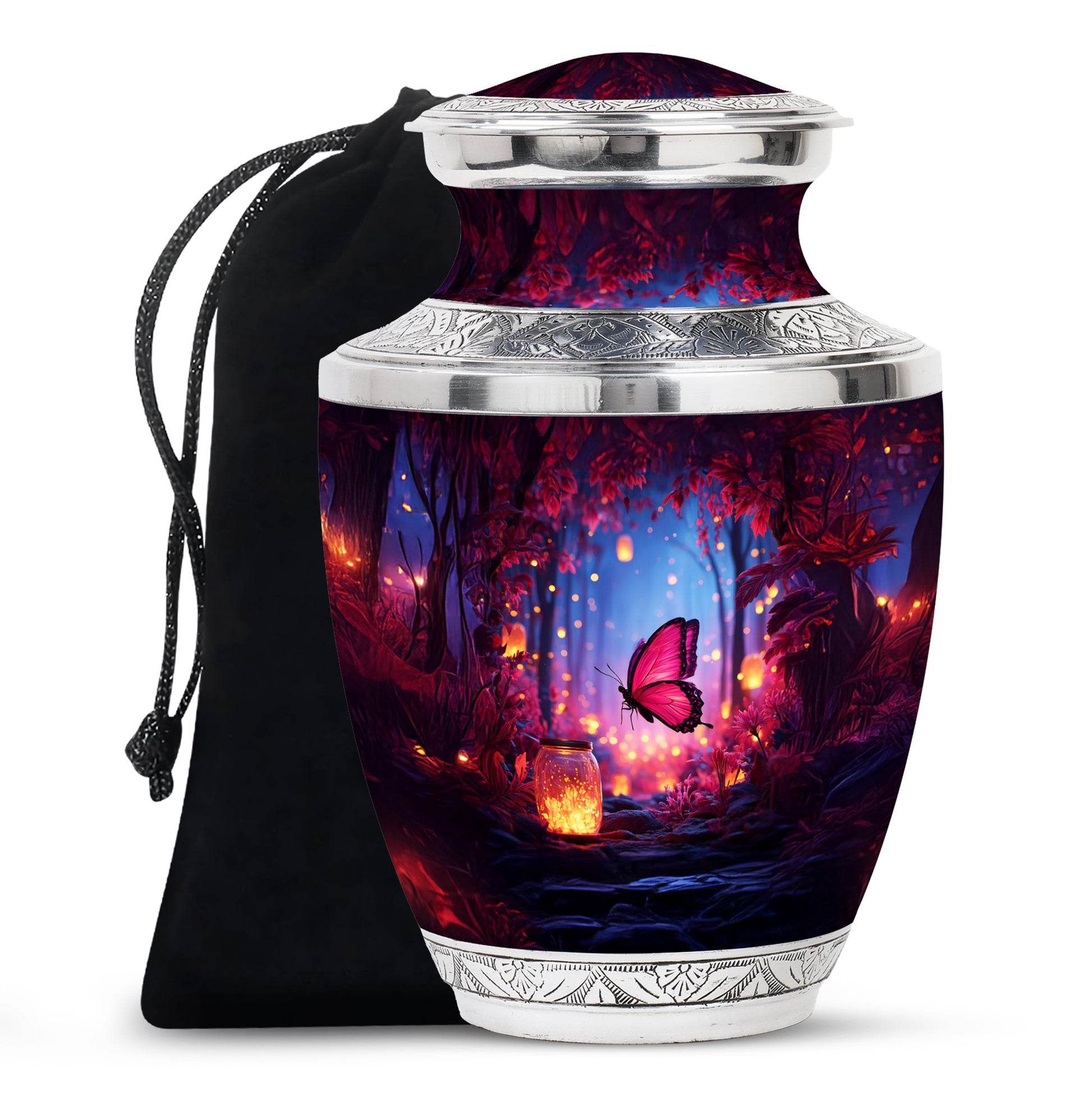 Blue Butterfly Cremation Urn - Decorative Urns For Adult Female Mom