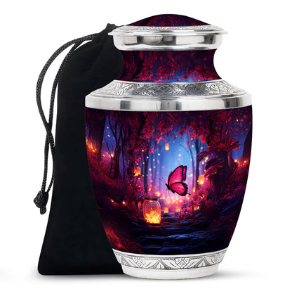 Blue Butterfly Cremation Urn - Decorative Urns For Adult Female Mom