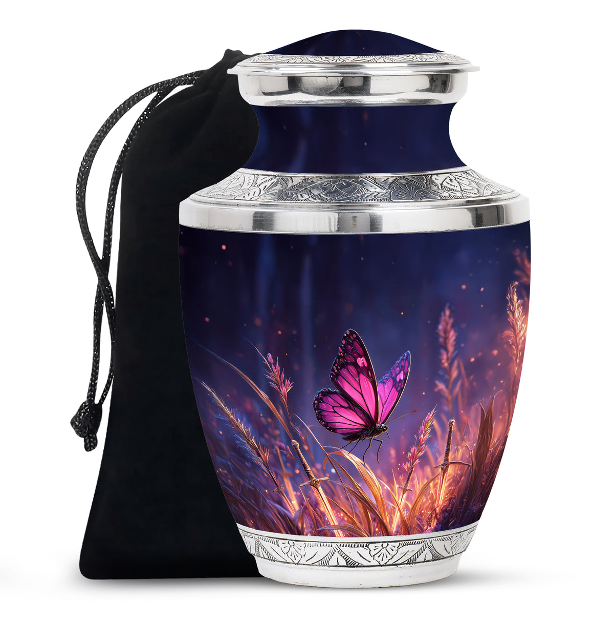 Purple Butterfly Burial Urn - Beautiful Large Decorative Urn For Women