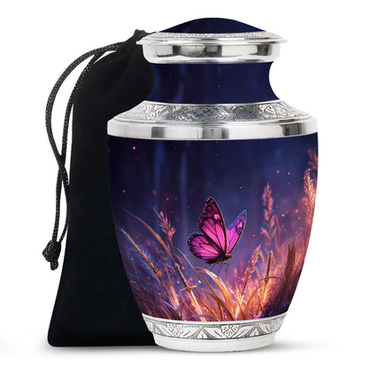 Purple Butterfly Burial Urn - Beautiful Large Decorative Urn For Women