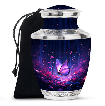 Beautifully Crafted Purple Butterfly Urn - Large Urns For Mom Ashes