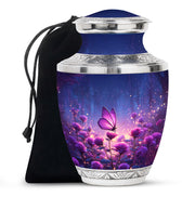 Purple Butterfly On Flower Scenic Urn - Handcrafted Cutom Urns For Mom