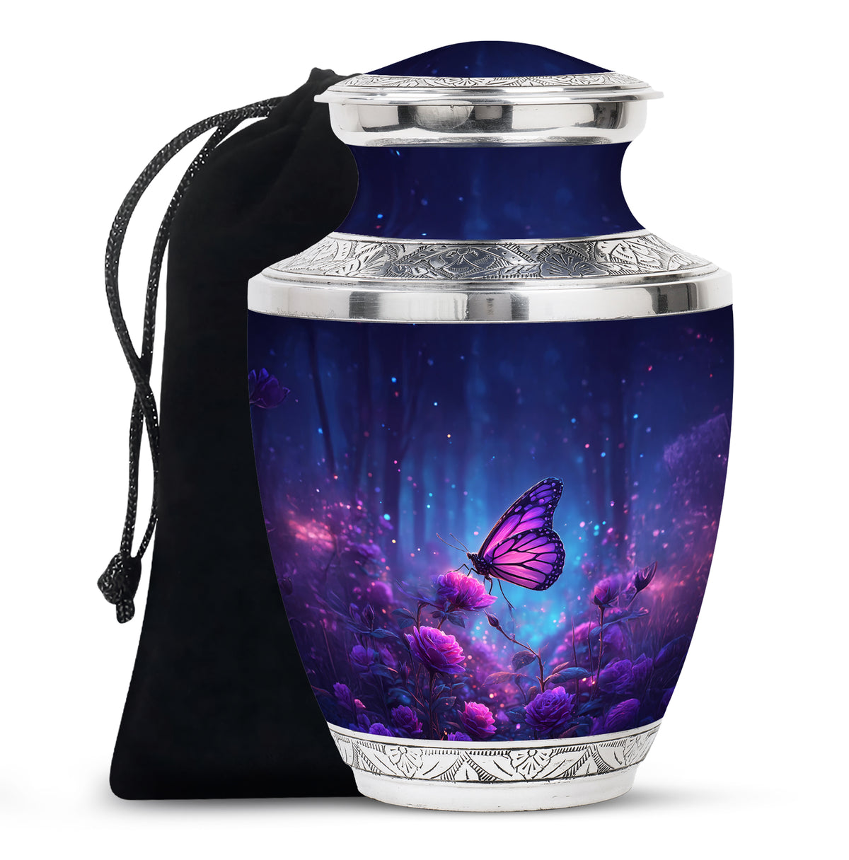 Purple Butterfly Night Burial Urn - A Peaceful Tribute For Women Ashes