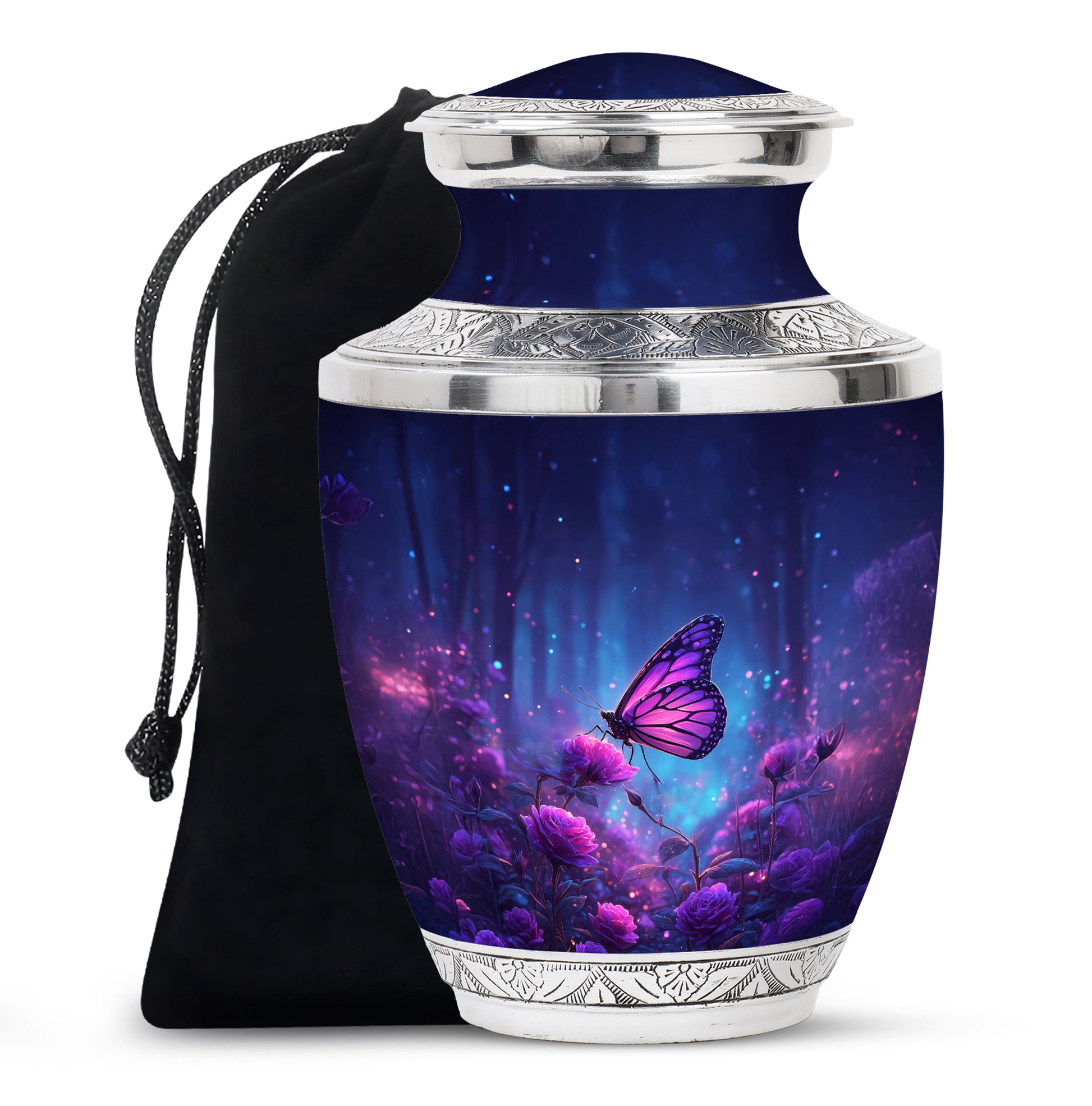 Purple Butterfly Night Burial Urn - A Peaceful Tribute For Women Ashes