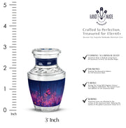 Misty Blue Butterfly Cremation Urn top-down view of secure threaded lid - modern art-inspired butterfly motif on sleek aluminum - mini keepsake memorial for portion of cremation ashes
