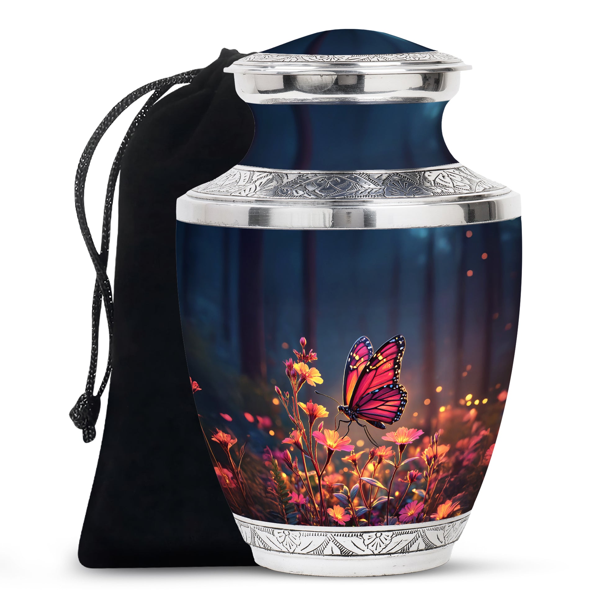 Beautiful Butterfly Funeral Urn - Flower Large Urn For Human Ashes