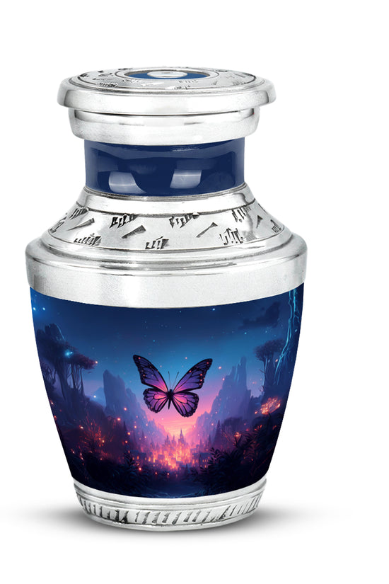 Lustrous Butterfly Cremation Urns for Human Ashes - Blue 10-inch - Yatskia
