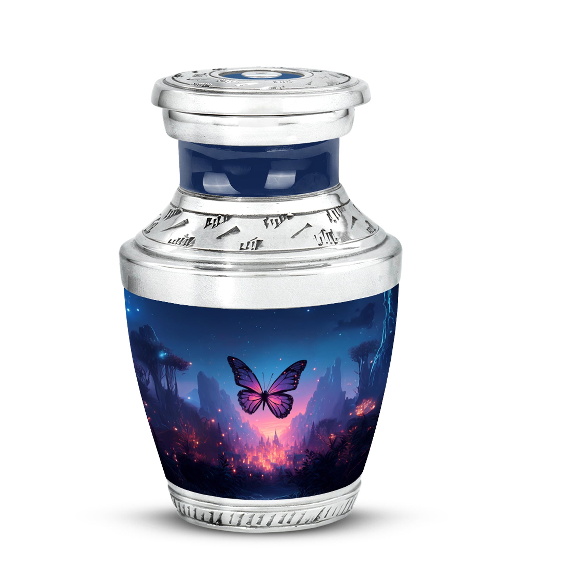 Lustrous Butterfly Cremation Urns for Human Ashes - Blue 10-inch - Yatskia