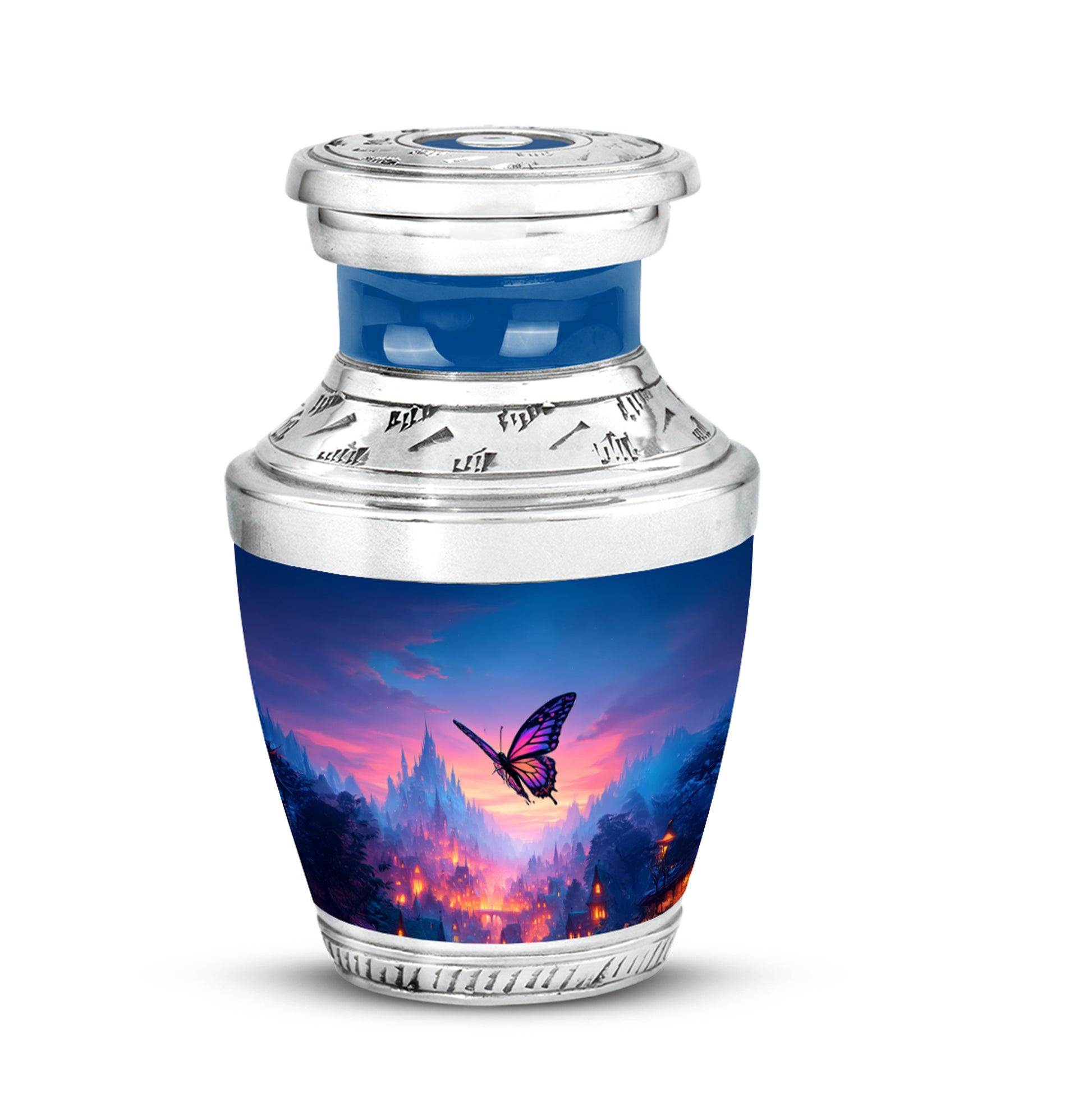 Blue Butterfly Beacon Cremation Urns for Human Ashes - 10-inch, 200 cu in - Yatskia