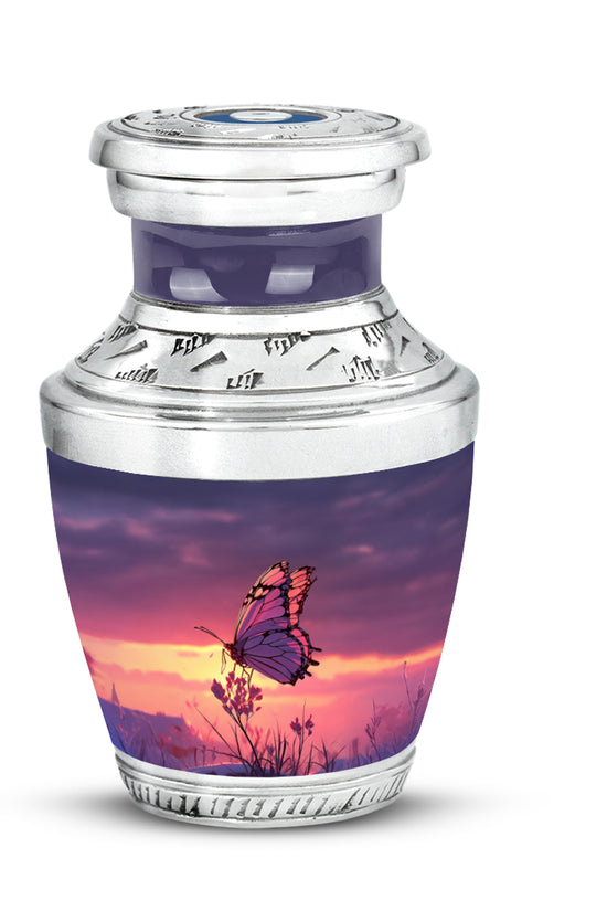 Inspiring Blue Butterfly Dedication Urn for Human Ashes - 10-inch, 200 cu in - Yatskia