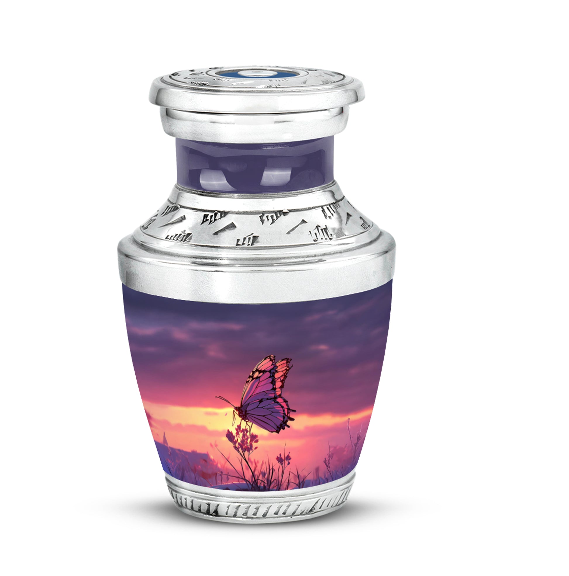 Inspiring Blue Butterfly Dedication Urn for Human Ashes - 10-inch, 200 cu in - Yatskia
