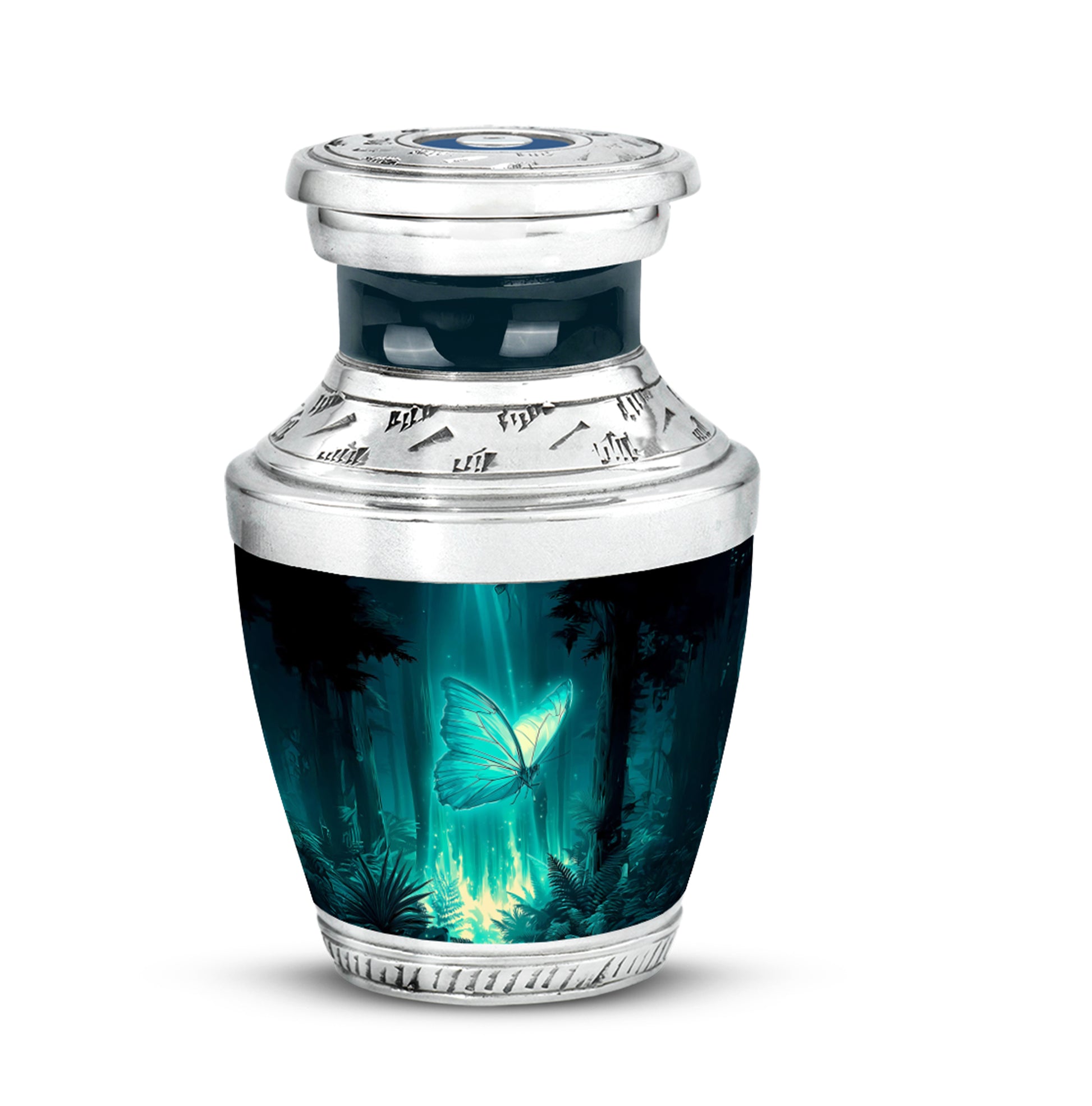 Personalized Seraphic Butterfly Cremation Urns - Teal 10-inch, 200 cu in - Yatskia