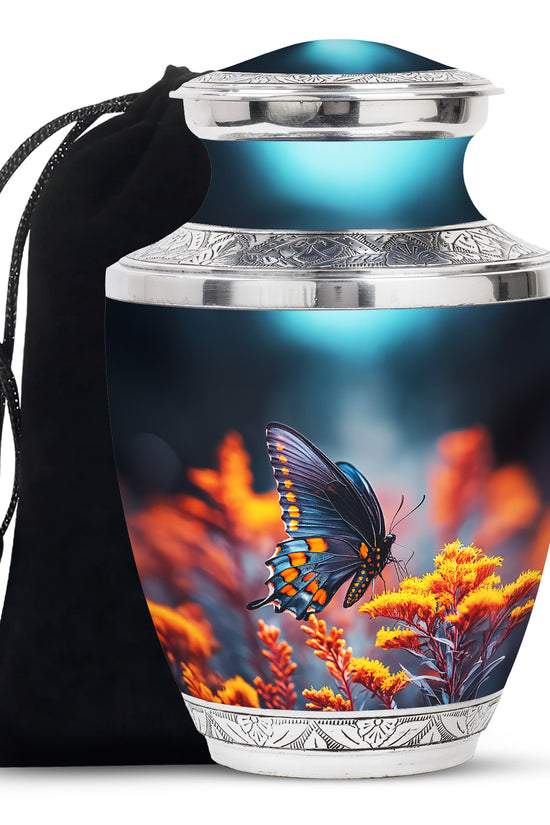 Colorful Butterfly On Flower - Beautiful Urns For Mom Ashes