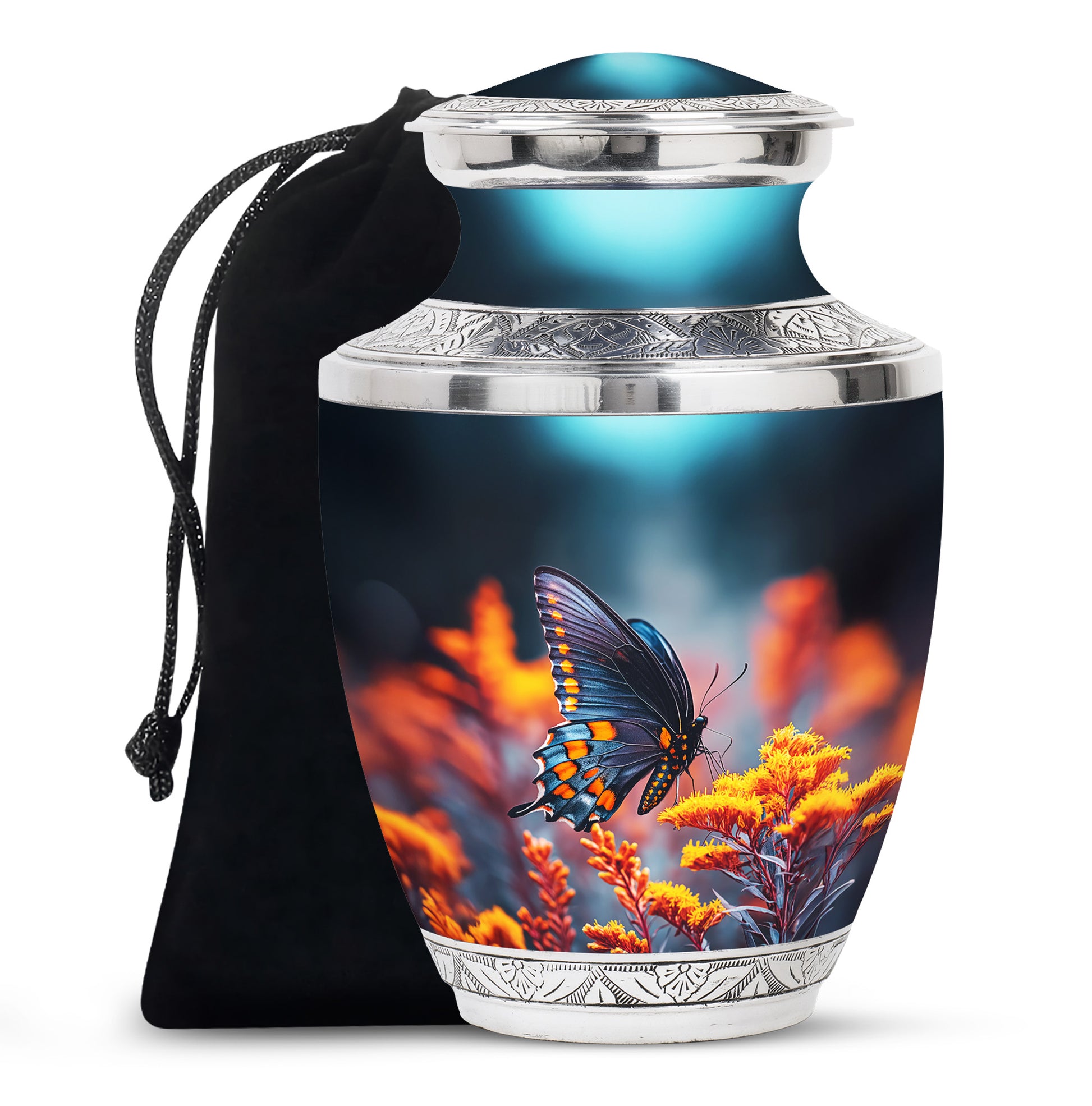 Colorful Butterfly On Flower - Beautiful Urns For Mom Ashes
