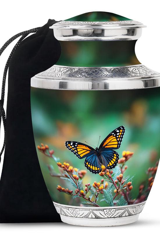 Orange Butterfly Cremation Urn - Small Urn For Ashes Keepsake Mom
